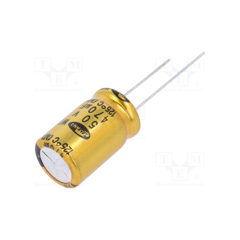 10 pcs x SAMWHA - WT1H477M12020BB - Capacitor: electrolytic, THT, 470uF, 50VDC, Ø12.5x20mm, ±20%, 5000h