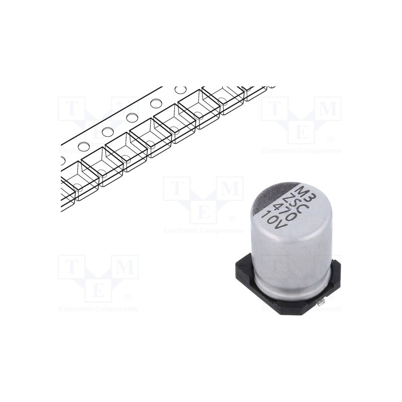 10 pcs x VISHAY - ZSC00AF4711AARL - Capacitor: electrolytic, low ESR, SMD, 470uF, 10VDC, Ø8x10mm, ±20%