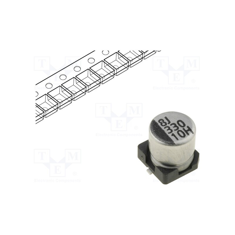 10 pcs x TE Connectivity - TYEH1A336E55MTR - Capacitor: electrolytic, SMD, 33uF, 10VDC, Ø5x5.3mm, ±20%, 2000h