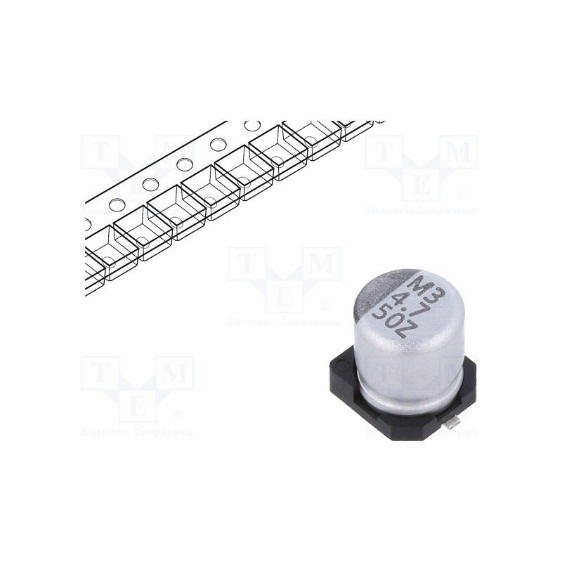 10 pcs x VISHAY - ZSC00AC4R71HARL - Capacitor: electrolytic, low ESR, SMD, 4.7uF, 50VDC, Ø5x5.7mm, ±20%
