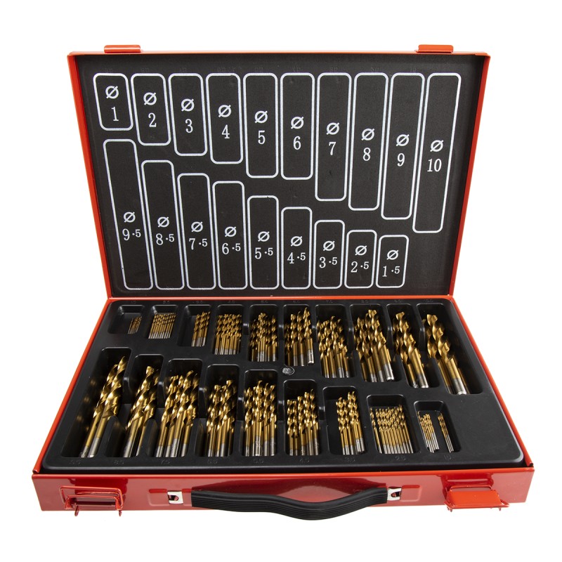 1 pcs - RS PRO 170-Piece Twist Drill Bit Set for Metal, 10mm Max, 1mm Min, HSS Titanium Coated Bits