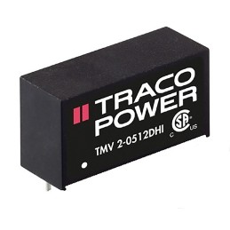 1 pcs - TRACOPOWER TMV 2HI DC-DC Converter, ±9V dc/ ±112mA Output, 21.6 - 26.4 V dc Input, 2W, Through Hole, +80°C Max