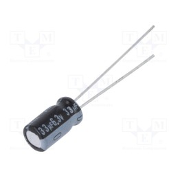 10 pcs x NICHICON - URS0J330MDD - Capacitor: electrolytic, THT, 33uF, 6.3VDC, Ø5x9mm, Pitch: 2mm, ±20%