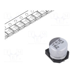 10 pcs x VISHAY - ZSC00AD4701CARL - Capacitor: electrolytic, low ESR, SMD, 47uF, 16VDC, Ø6.3x5.7mm