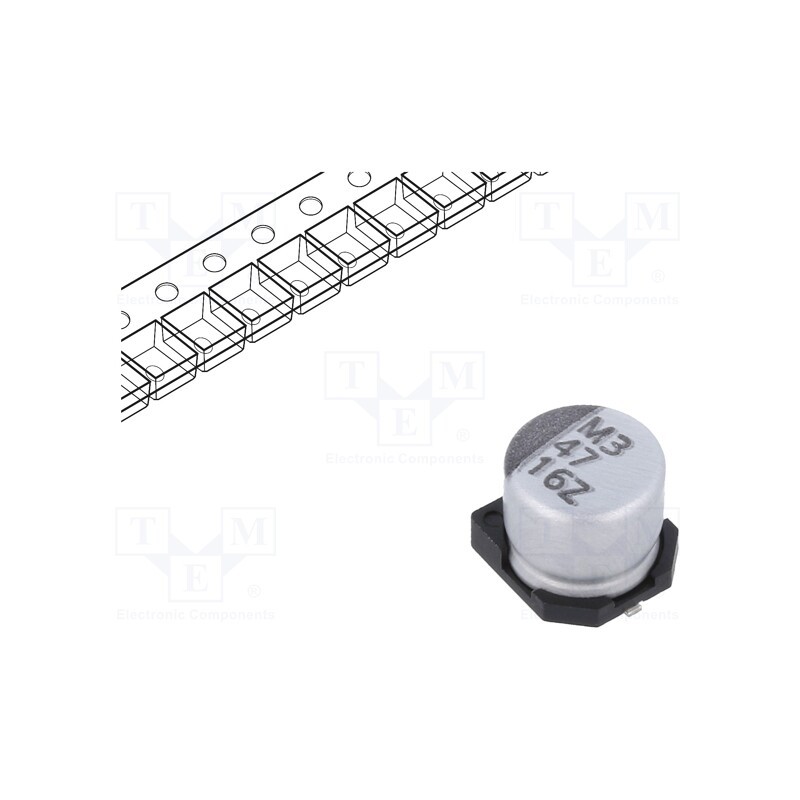 10 pcs x VISHAY - ZSC00AD4701CARL - Capacitor: electrolytic, low ESR, SMD, 47uF, 16VDC, Ø6.3x5.7mm