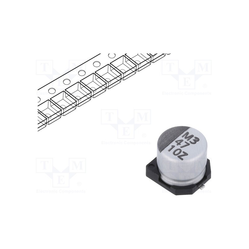10 pcs x VISHAY - ZSC00AD4701AARL - Capacitor: electrolytic, low ESR, SMD, 47uF, 10VDC, Ø6.3x5.7mm
