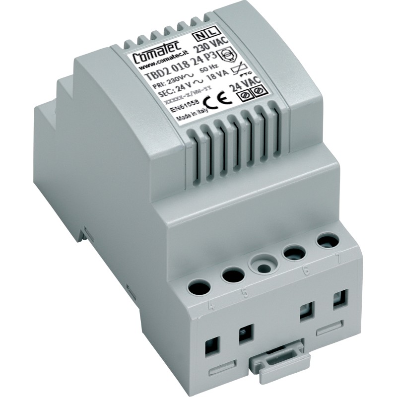 1 pcs - Comatec 18VA DIN Rail Transformer, 230V ac Primary, 24V ac Secondary