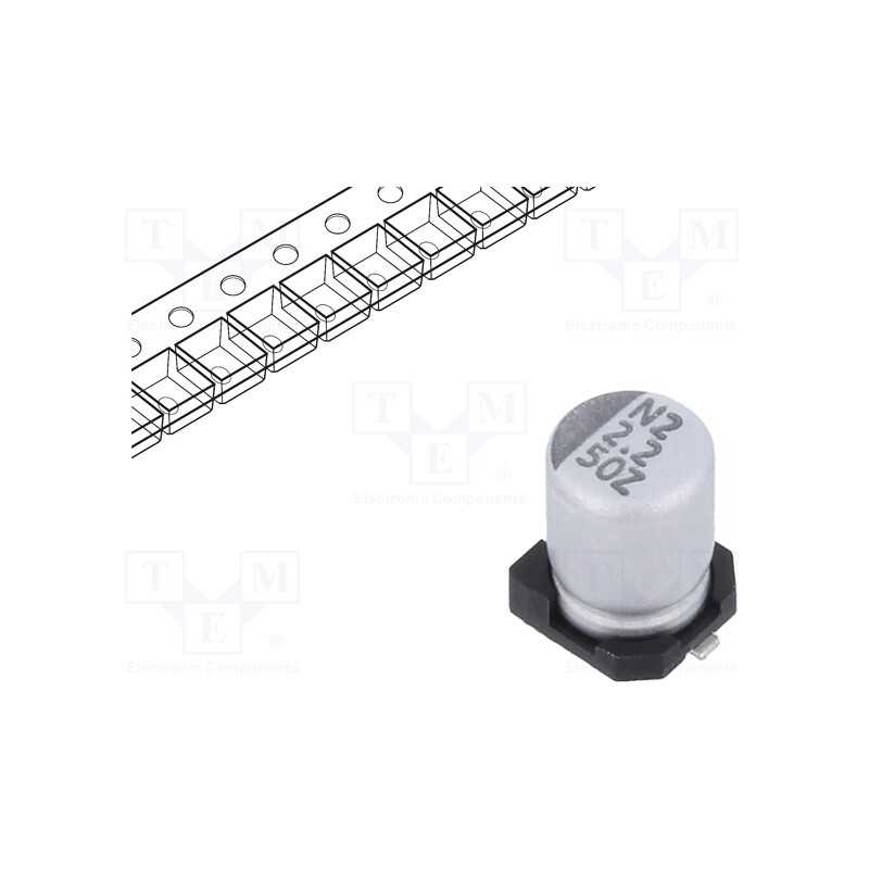10 pcs x VISHAY - ZSC00AB2R21HARL - Capacitor: electrolytic, low ESR, SMD, 2.2uF, 50VDC, Ø4x5.7mm, ±20%