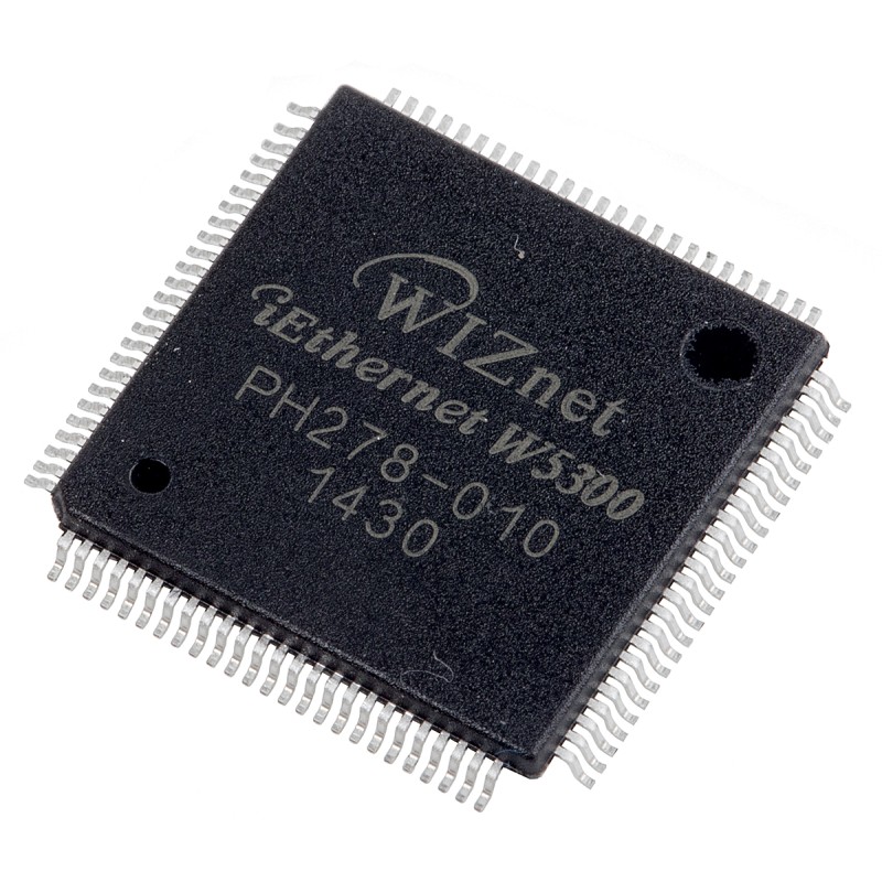 1 pcs - WIZnet Inc W5300, Ethernet Controller, 10Mbps MDI/MDIX, MII, 3.3 V, 100-Pin LQFP