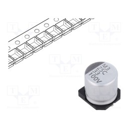 10 pcs x VISHAY - ZSC00AG3302AARL - Capacitor: electrolytic, low ESR, SMD, 33uF, 100VDC, Ø10x10mm, ±20%