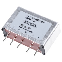 1 pcs - Schaffner, FN406 1A 250 V ac 400Hz, PCB Mount EMC Filter, Pin, Single Phase