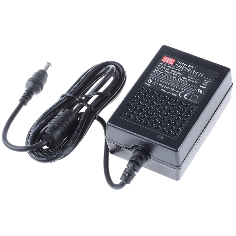 1 pcs - MEAN WELL Power Brick AC/DC Adapter 12V dc Output, 3A Output