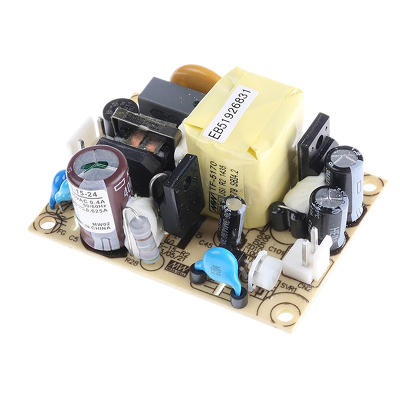 1 pcs - MEAN WELL Switching Power Supply, EPS-15-24, 24V dc, 625mA, 15W, 1 Output, 120 - 370 V dc, 85 - 264 V ac