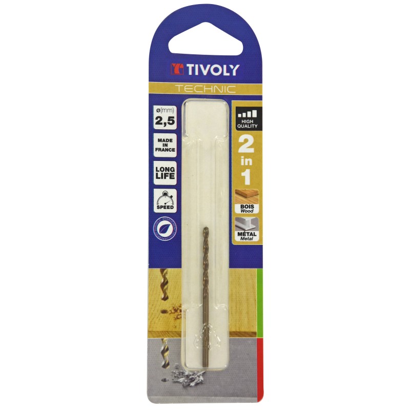 1 pcs - Tivoly 1080442 Series High Speed Steel, 2.5mm Diameter, 57 mm Overall