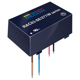 1 pcs - Recom Switching Power Supply, RAC03-12SE/277/W, 12V dc, 250mA, 3W, 1 Output, 120 - 430 V dc, 85 - 305 V