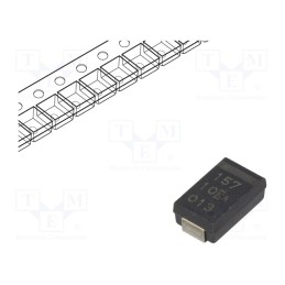 1 pcs x KEMET - T598D157M010ATE025 - Capacitor: tantalum-polymer, low ESR, 150uF, 10VDC, D, 2917, SMD