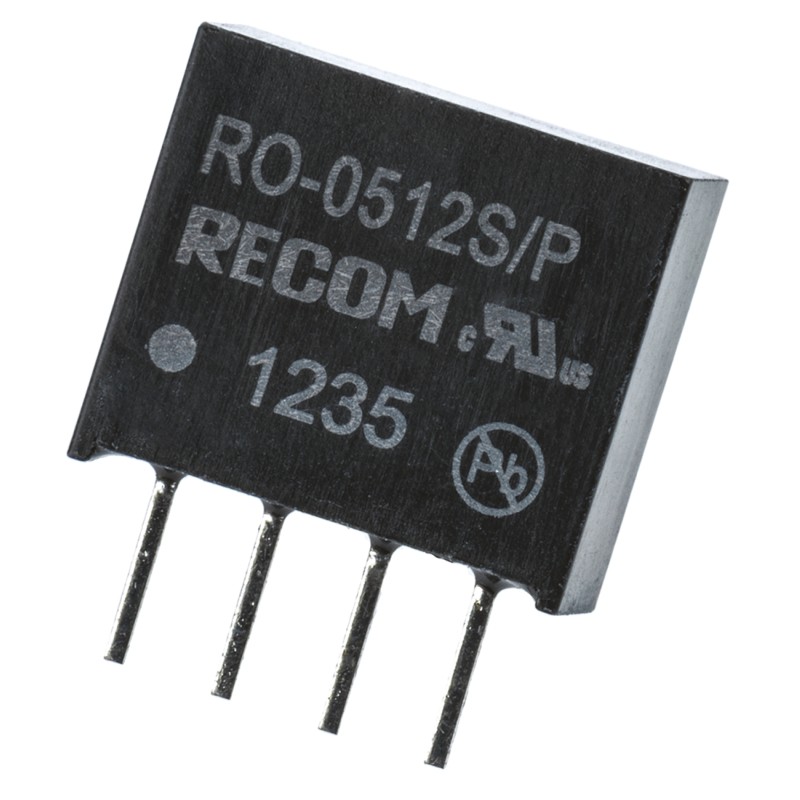 1 pcs - Recom RO DC-DC Converter, 12V dc/ 83mA Output, 4.5 - 5.5 V dc Input, 1W, Through Hole, +85°C Max Temp -40°C Min