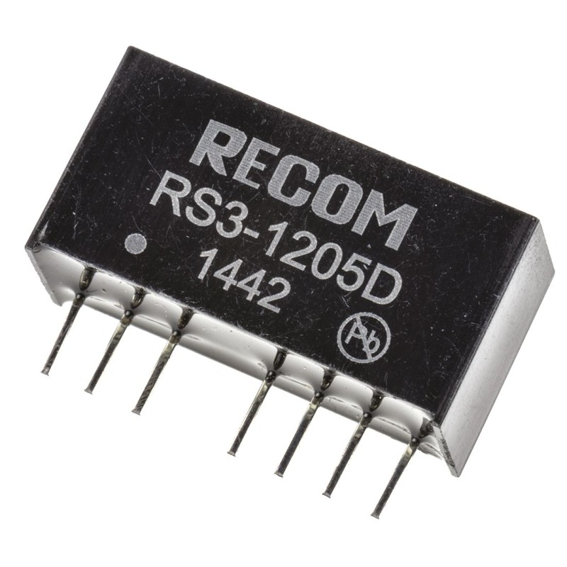 1 pcs - Recom RS3 DC-DC Converter, ±5V dc/ ±300mA Output, 9 - 18 V dc Input, 3W, Through Hole, +71°C Max Temp -40°C Min