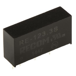 1 pcs - Recom RE DC-DC Converter, 3.3V dc/ 300mA Output, 10.8 - 13.2 V dc Input, 1W, Through Hole, +85°C Max Temp -40°C
