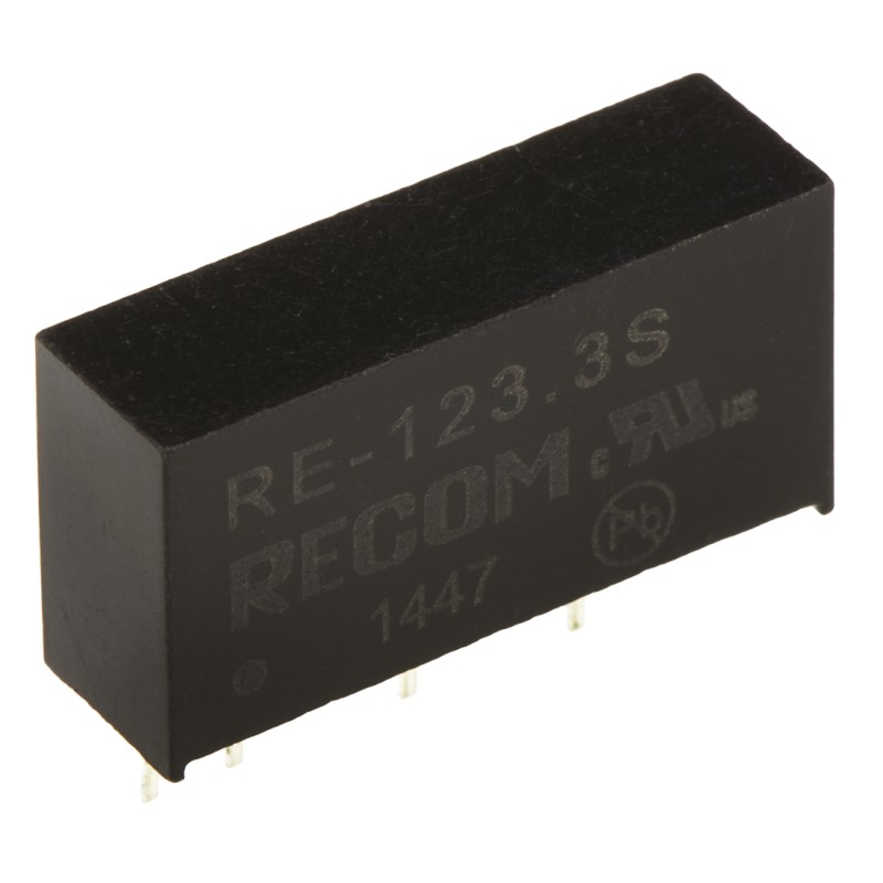 1 pcs - Recom RE DC-DC Converter, 3.3V dc/ 300mA Output, 10.8 - 13.2 V dc Input, 1W, Through Hole, +85°C Max Temp -40°C
