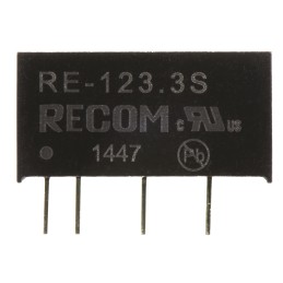 1 pcs - Recom RE DC-DC Converter, 3.3V dc/ 300mA Output, 10.8 - 13.2 V dc Input, 1W, Through Hole, +85°C Max Temp -40°C