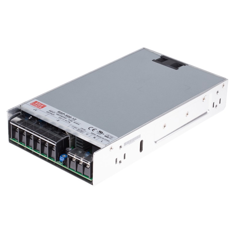 1 pcs - MEAN WELL Switching Power Supply, RSP-500-12RS, 12V dc, 41.7A, 500W, 1 Output, 120 - 370 V dc, 85 - 264 V