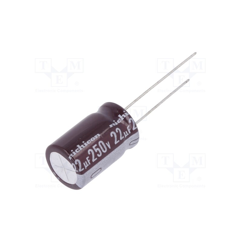 2 pcs x NICHICON - UCA2E220MHD1TO - Capacitor: electrolytic, THT, 22uF, 250VDC, Ø12.5x20mm, Pitch: 5mm