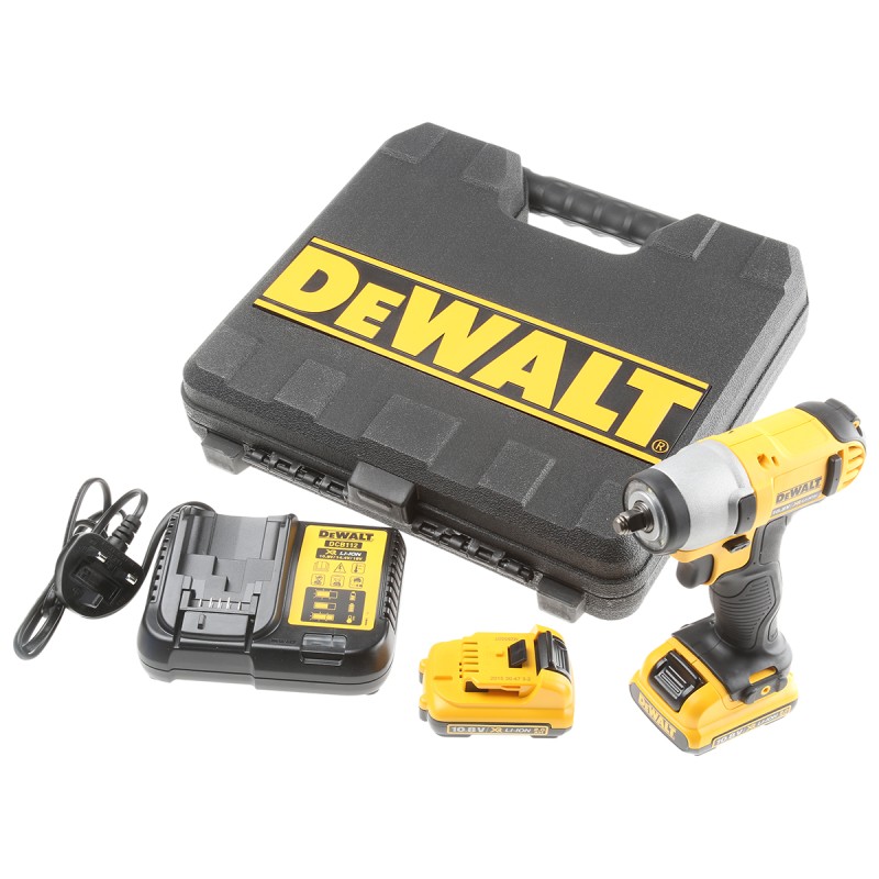 1 pcs - DeWALT 3/8 in 10.8V, 2Ah Cordless Impact Wrench, UK Plug