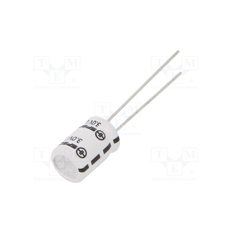 1 pcs x SPSCAP - SCV0001C0-003R0LTZ - Supercapacitor, 1F, 3VDC, Body dim: Ø8x12mm, Pitch: 3.5mm, Ir: 5uA