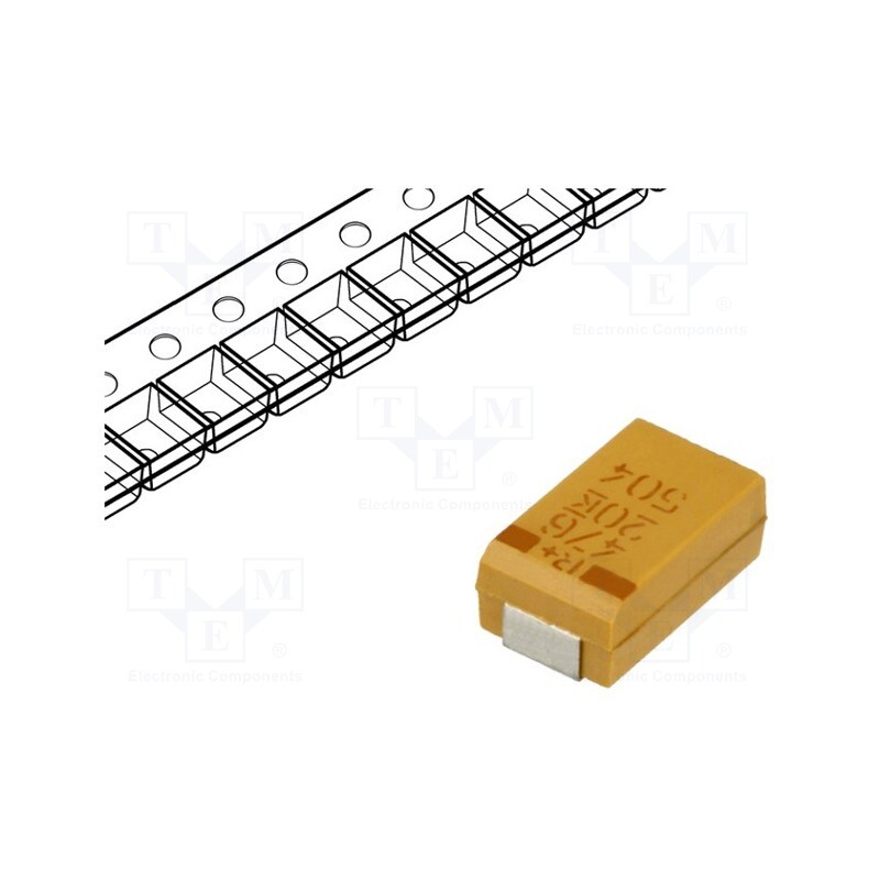 1 pcs x KEMET - T495D476K020ATE100 - Capacitor: tantalum, low ESR, 47uF, 20VDC, SMD, D, 2917, ±10%, 100mΩ