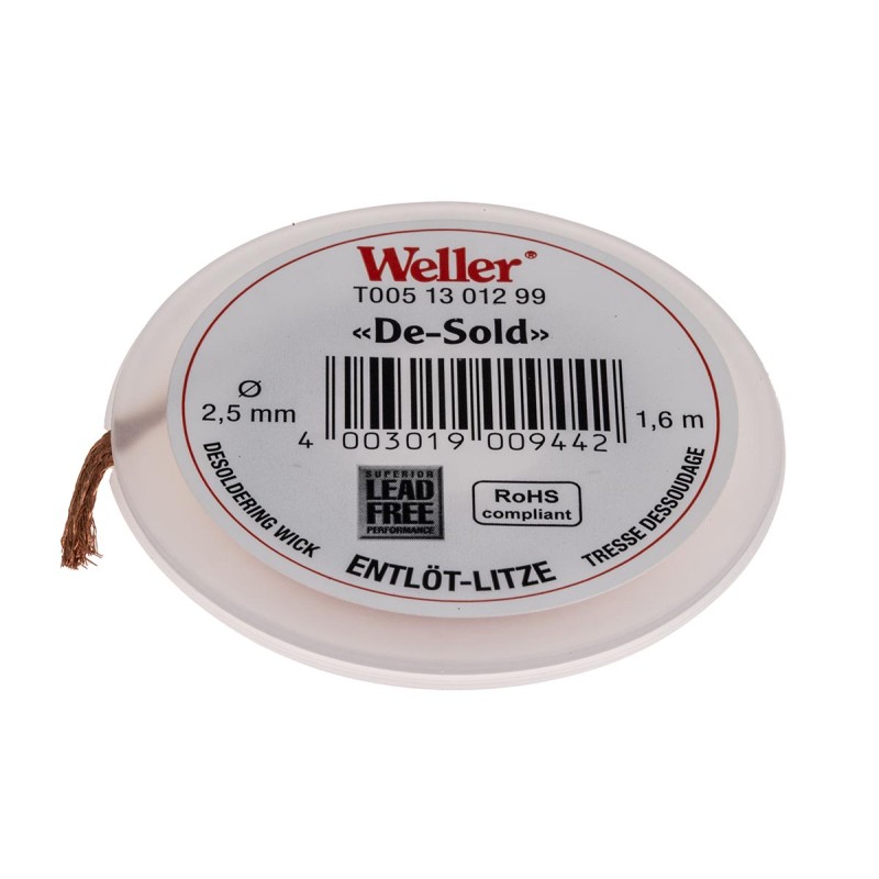1 pcs - Weller 1.6m Desoldering Braid, Width 2.5mm