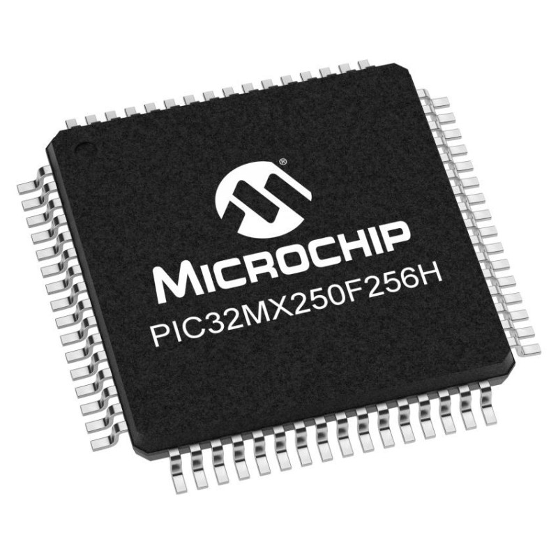 2 pcs - Microchip PIC32MX250F256H-I/PT PIC Microcontroller, PIC32MX, 64-Pin TQFP