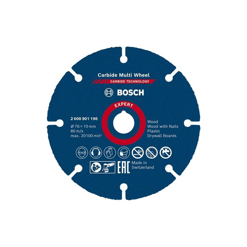 1 pcs - Bosch Expert Carbide Cutting Disc, 76mm x 1mm Thick, 1 in pack