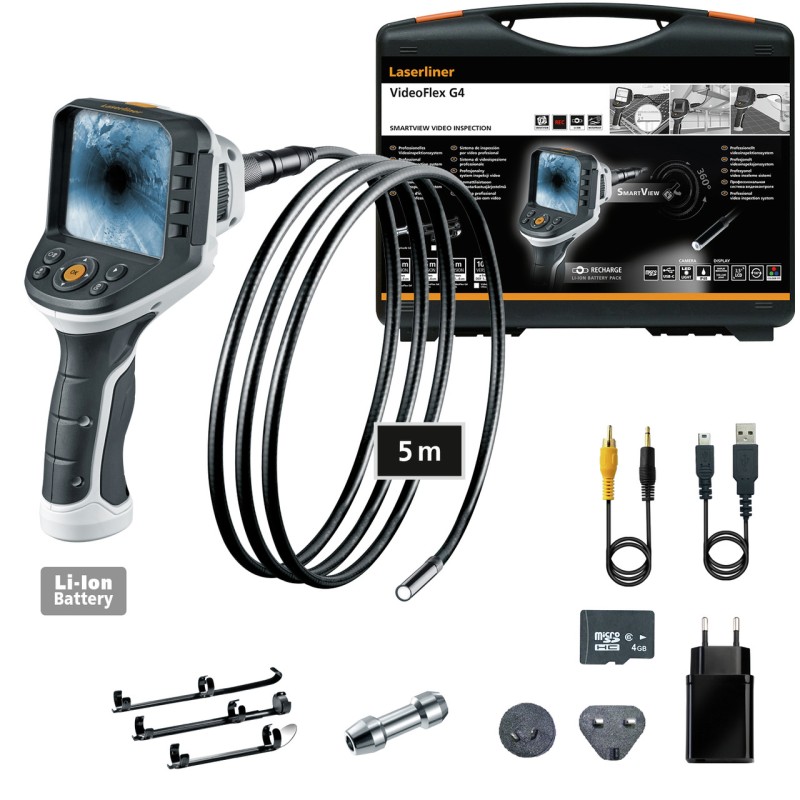 1 pcs - Laserliner 9mm probe Inspection Camera Kit, 5000mm Probe Length, 640 X 480pixelek Resolution, LED Illumination