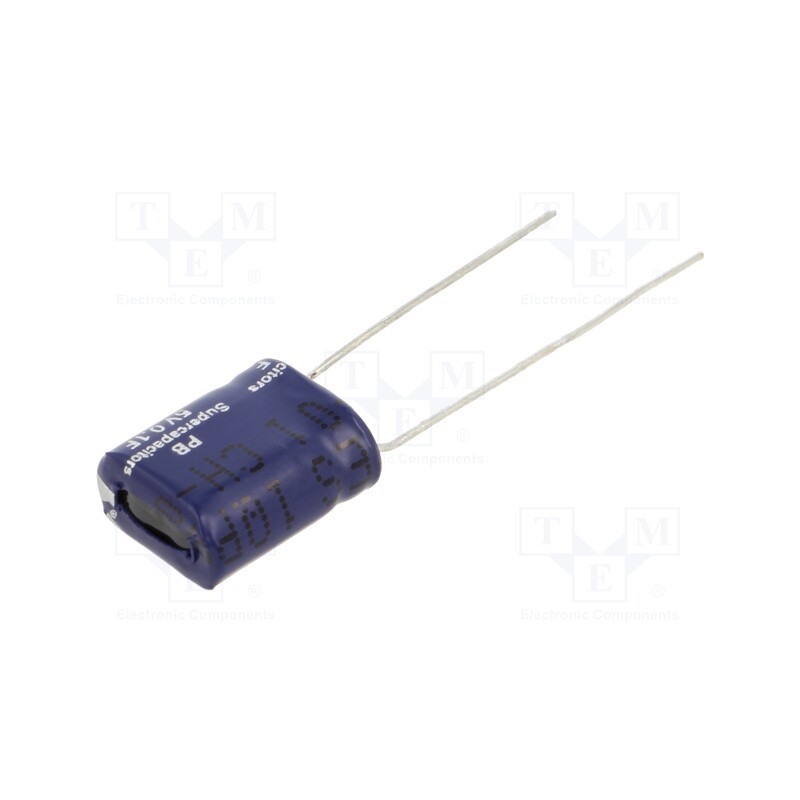 1 pcs x EATON ELECTRONICS - PB-5R0H104-R - Supercapacitor, THT, 100mF, 5VDC, -20÷80%, 11.3x6x13mm, 4Ω, 3uA