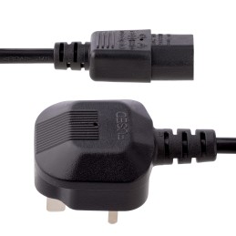 1 pcs - StarTech.com 3 Core Power Cable, 0.75 mm², 3m, Black Polyvinyl Chloride PVC Sheath, Power, 10 A (Amperes), 250 V