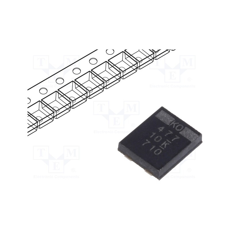 1 pcs x KEMET - T523J477M010APE070 - Capacitor: tantalum-polymer, low ESR, 470uF, 10VDC, J, 2924, SMD