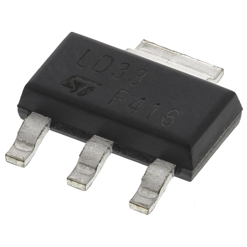 10 pcs - STMicroelectronics LD1117S33TR, 1 Low Dropout Voltage, Voltage Regulator 1.3A, 3.3 V 3+Tab-Pin, SOT-223