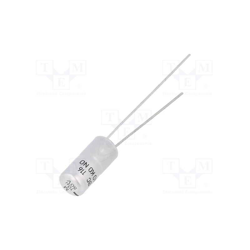 1 pcs x VISHAY - MAL211651109E3 - Capacitor: electrolytic, THT, 10uF, 50VDC, Ø5x11mm, Pitch: 2.5mm