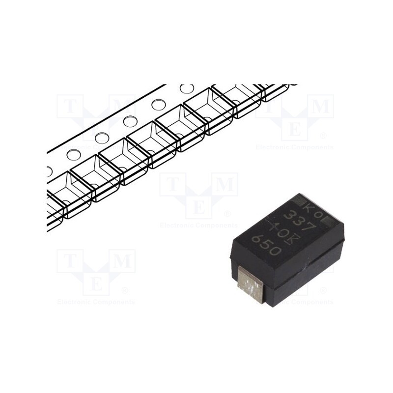 1 pcs x KEMET - T530D337M006ATE006 - Capacitor: tantalum-polymer, low ESR, 330uF, 6.3VDC, D, 2917, SMD