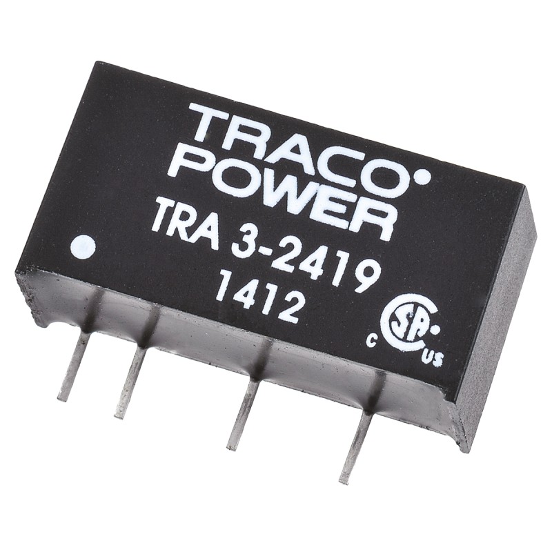 1 pcs - TRACOPOWER TRA 3 DC-DC Converter, 9V dc/ 333mA Output, 21.6 - 26.4 V dc Input, 3W, Through Hole, +85°C Max Temp