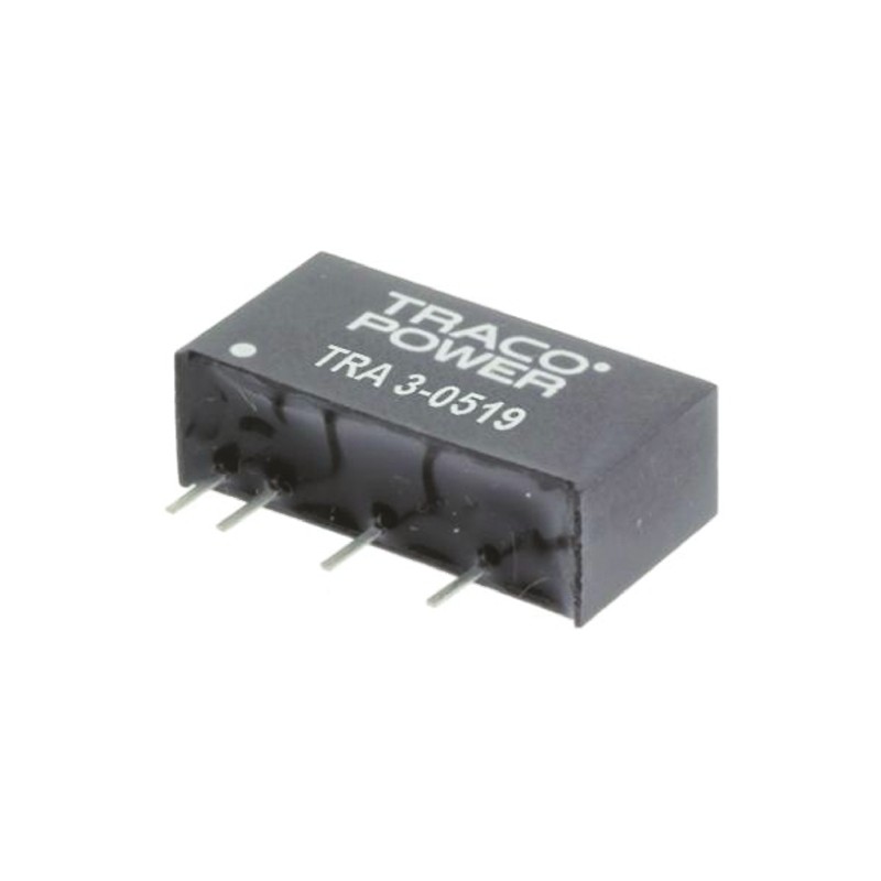 1 pcs - TRACOPOWER TRA 3 DC-DC Converter, 12V dc/ 250mA Output, 4.5 - 5.5 V dc Input, 3W, Through Hole, +85°C Max Temp