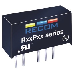 1 pcs - Recom R12P DC-DC Converter, 12V dc/ 84mA Output, 10.8 - 13.2 V dc Input, 1W, Through Hole, +90°C Max Temp -40°C