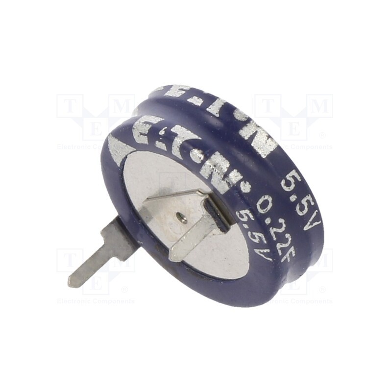 1 pcs x EATON ELECTRONICS - KR-5R5H224-R - Supercapacitor, THT, 220mF, 5.5VDC, -20÷80%, Ø11.5x5.2mm, 75Ω