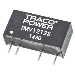 1 pcs - TRACOPOWER TMV DC-DC Converter, 12V dc/ 80mA Output, 10.8 - 13.2 V dc Input, 1W, Through Hole, +85°C Max Temp