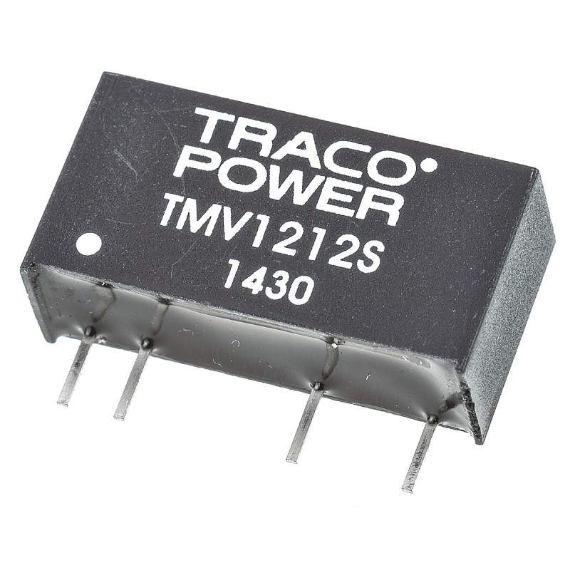 1 pcs - TRACOPOWER TMV DC-DC Converter, 12V dc/ 80mA Output, 10.8 - 13.2 V dc Input, 1W, Through Hole, +85°C Max Temp