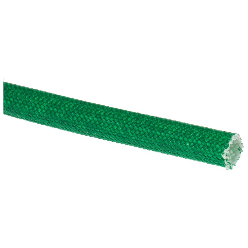 3 pcs - RS PRO Braided Acrylic Fibreglass Green Cable Sleeve, 4mm Diameter, 5m Length