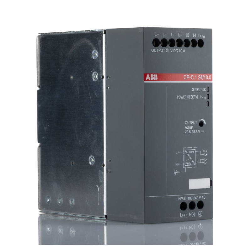 1 pcs - ABB CP-C.1 Switch Mode DIN Rail Power Supply, 85 - 264V ac ac, dc Input, 24V dc dc Output, 10A Output, 240W