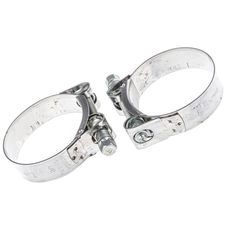 2 pcs - MIKALOR Stainless Steel, Zinc-Plated Steel (Bolt) Hex Screw Bolt Drive, 20mm Band Width, 55 - 59mm ID