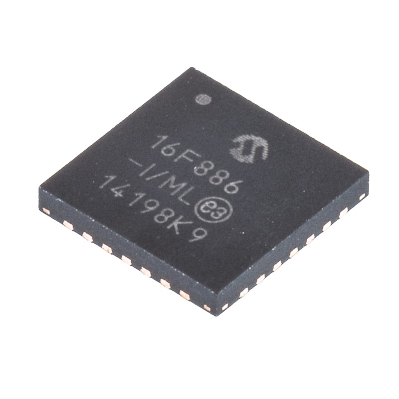 2 pcs - Microchip PIC16F886-I/ML, 8bit PIC Microcontroller, PIC16F, 20MHz, 8192 x 14 words, 256 B Flash, 28-Pin QFN